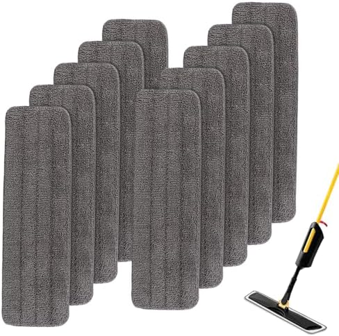 Replacement Mop Pads Fit for Rubbermaid Commercial 18" and 17" Mops - 10 Pack Wet & Dry Commercial Cleaning Reusable Refills Fit for Any Microfiber Flat Mop System 18" and 17" - Gray by BeiLan