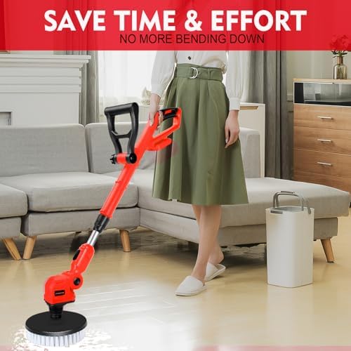 Cordless Power Scrubber Compatible with Milwaukee 18v Battery (Tool Only), Tronyan Brushless Floor Cleaner with Extension Handle, 4 Brush Heads for Floor, Bathroom, Kitchen, Car Cleaning(No Battery) - Image 3