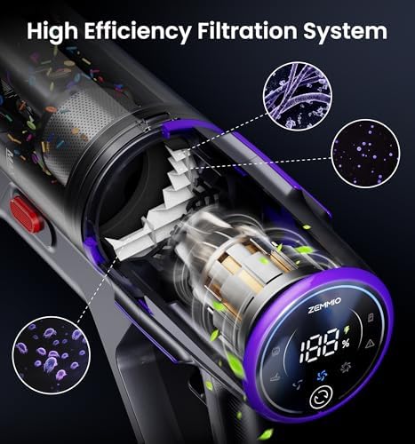 90Mins Cordless Vacuum Cleaner,Upgraded 650W 55KPA Cordless Stick Vacuum with Smart Display,1.8L Cup,V-Shaped Anti-Tangle Brush,Wall Mount Charging,Self-Standing Vacuum Cleaners for Home,Floor,Carpet - Image 5