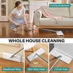 JOYMOOP Flat Mop and Bucket System, Microfiber Mop for Floor Cleaning, White, Suitable for Hardwood, Tile, Laminate and Vinyl Floors, 50" Mop with 1 Microfiber Pad - Image 4
