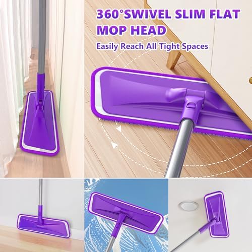 BPAWA Microfiber Mops for Floor Cleaning: Flat Mop for Wood Tile Laminate - Image 4