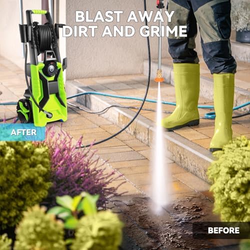 5000 PSI Adjustable Electric Pressure Washer, 2026 New Power Washer Pressure Adjustable (2500PSI-5000PSI) with 23ft Hose, 4 Nozzle and Detergent Tank for Cars, GFCI Protection, Upgraded Green - Image 5