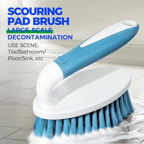 Holikme Cleaning Brush Set for Household Use, Scrub Brush, Kitchen Brush, Tile Lines Brush for Bathroom, Floor, Tub, Shower and Kitchen Surface (Blue) - Image 2
