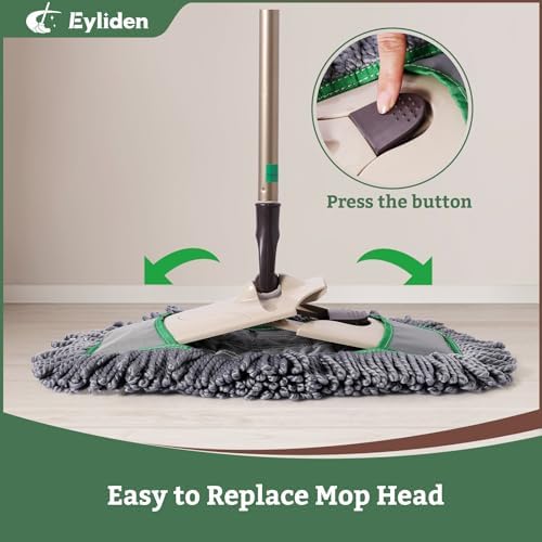 Eyliden Pro Dust Mop for Floor Cleaning, 3 Reusable Microfiber Thicker Pads - Image 3