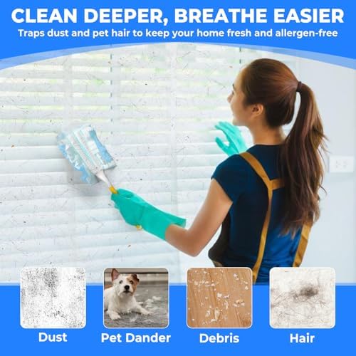 50 Pack Duster Refills Only, Microfiber Replacement Heads for Blinds, Blue - Image 2