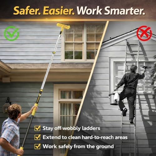 20 Feet High Reach Squeegee Window Cleaner Kit with 5-12Ft Extension Pole - Image 2