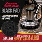 Black Floor Maintenance Pads, Heavy-Duty Stripping & Scrubbing, 27", 5 Pack - Image 2