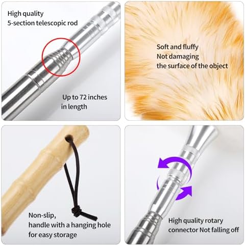 Feathers Duster,Long Telescoping Lambswool Dusters with Stainless Steel Extension Pole Up to 87.8" for Cleaning High Ceiling Fan, High Ceilings,Furniture,Hard to Reach Areas - Image 4