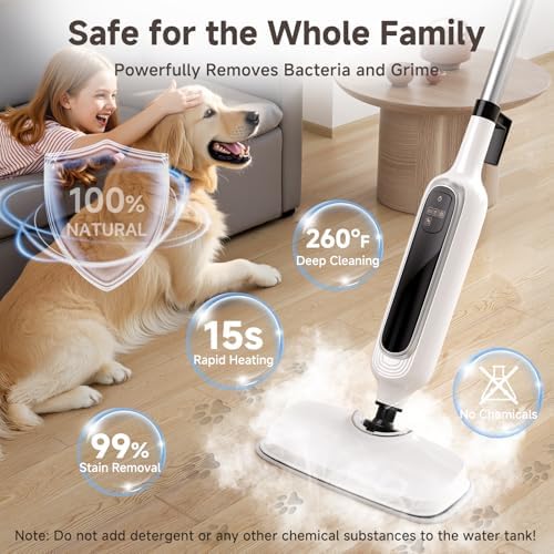 12-in-1 Steam Mop, Detachable Handheld Steam Cleaner for Home, 23FT Cord - Image 2