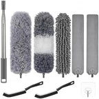 Dusters for Cleaning - 9Pcs Feather Duster Extendable Pole Up to 100'', Microfibre Feather Duster Bendable Washable Long Duster for Cleaning Ceiling Chandelier High Ceiling Furniture by Unknown