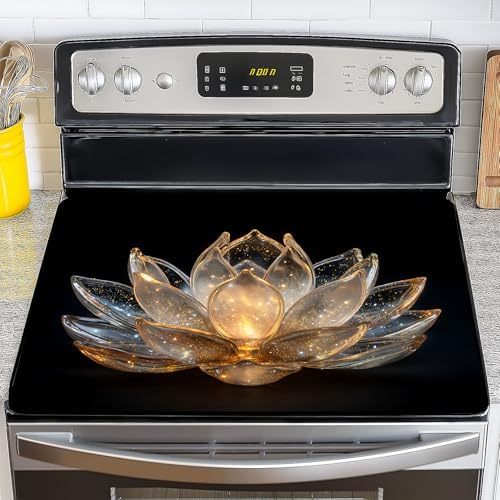 NYZE Stove Top Cover for Electric Stove with Glowing Lotus 28x20 Inch Silicone Stovetop Cover Protector, Scratch-Resistant Decorative Kitchen Mat for Electric/Glass Stove Top by GIVEYOUTHEBEST