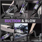 Car Vacuum Portable Cordless, 18000Pa 2 in 1 Cleaner&Air Duster, 130W Brushless Motor Handheld Vacuum Cordless with 7800mAh Battery, LED Light, Multi-Nozzles for Car, Home, Office - Image 3