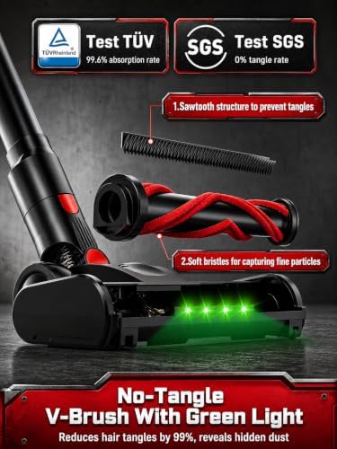 Cordless Vacuum Cleaner for Milwaukee Battery, 45KPA 400W Vacuum Cleaners for Home, Self-Standing Stick Vac w/ LED Display, Anti-Tangle Lightweight Vacuum for Carpet, Floor, Car(Battery Not Included) - Image 5