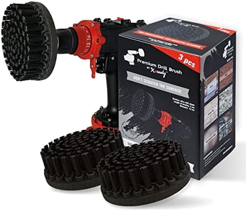 Premium Drill Brush Professional – Ultra-Stiff 5 in Black Set of 3 | Scratch-Free Heavy-Duty Cleaning Brush for Concrete, Brick, Stone, Metal, Garage, BBQ Grills, Rust and Construction Tools by Kornelypowerscrubbers