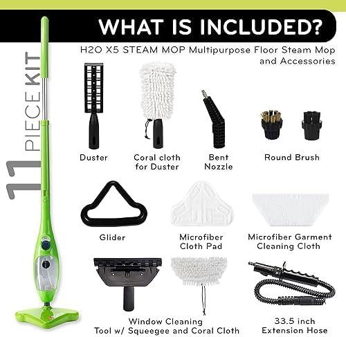 H2O X5 Steam Mop & Handheld Steam Cleaner | 5-in-1 Floor Steamer | Hardwood, Tile & Laminate Cleaner | Carpet Glider Included | Grout, Window & Garment Attachments - Image 2