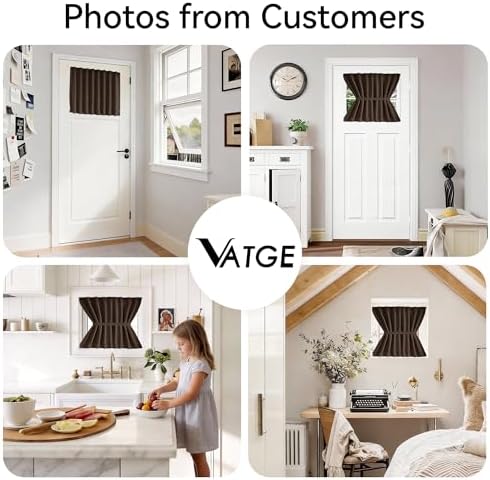 Vatge Small Door Curtain Blackout Doors Window Curtain with Magic Tape for Small Window/Front/Glass/Classroom Door, 1 Panel, W25 x L20, Brown - Image 5