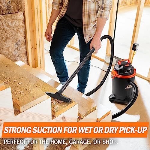 Armor All VO405P 0901 4 Gallon Wet/Dry Vac 2.0 Peak HP Shop Vacuum with Nozzles & Brush,Black/Orange - Image 4