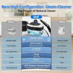 Steam Cleaner for Home(True High Temperature257℉),3-Levels Adjustable Hand held Steamer for Cleaning,1.9 Quart Steam Cleaner for Car,2500W Handheld Steam Cleaner Grease,Dirt,Tile Furniture - Image 4