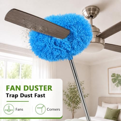 12-Piece Duster with Extension Pole, Cobweb Duster for High Ceiling - Image 4