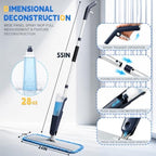 24" Spray Mop Wet Dry Heavy Duty 28oz 55" Handle 2 Pads Blue - Image 2