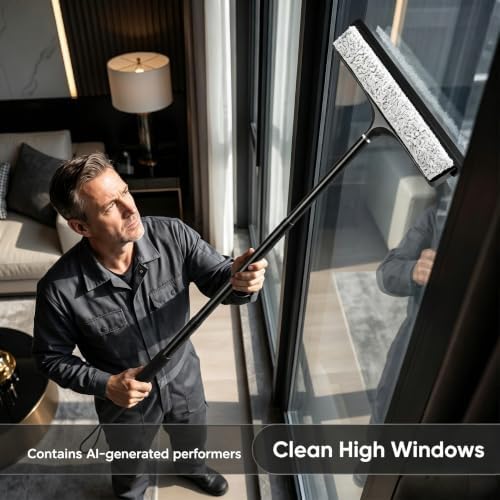 Telescopic 2‑in‑1 Window & Shower Squeegee with Scrubbing Pad - Image 6