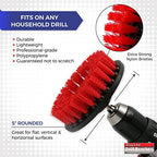 Grout Cleaner 5 Inch Flat Drill Brush | Tile and Grout Cleaner Tool Drill Brush Attachment | Bathroom and Shower Scrubber | Stiff Nylon Bristles Remove Soap Scum | Baseboard Cleaner Tool - Image 3