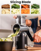 Rotary Cheese Grater Manual Hand Crank 5 Blade Shredder, Classic Black - Image 5