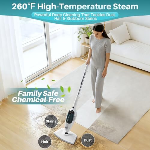 JOYMOOP Steam Mop & Handheld Steam Cleaner, 1100W Electric Steam Cleaner for Home, Fast Heat 20s, Adjustable Steam, Detachable Water Tank, 11 Accessories for Floors, Windows, Clothes - Image 3
