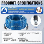 1 Pcs 1/4" X 100' Blue Carpet Cleaning Solution Hose, Regular - Image 2