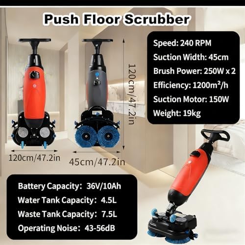 Multi-Functional Floor Buffer Polisher Machine, Commercial Floor Washer Dual Brush, 13000 Sqft/H, with 18" Cleaning Width, Efficient Cleaning for Home and Commercial Spaces - Image 6