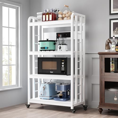 Bakers Rack with Power Outlet ，4-Tier Kitchen Baker's Rack,Microwave Cart - Image 6