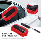 IPELY 3 Pack Large Red Microfiber Car Duster Exterior Scratch Free with Extendable, Car Duster Interior Multipurpose dust Cleaning - Image 3