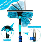20 Ft+ Reach 2 In 1 Window Squeegee Duster with 5-to-12 Foot Extension Pole, Cleaner Tool with 3-Stage Telescoping Pole, Cleaning Kit with Rotatable Head - Chenille Cloth + Microfibre Cloths Head - Image 2