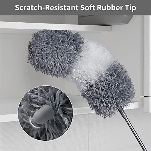 BOOMJOY Microfiber Feather Duster 7PCS, Bendable Dusters with 100 inches Extension Pole for Cleaning High Ceiling, Fan, Blinds, Cobweb, Furniture, Cars - Image 3