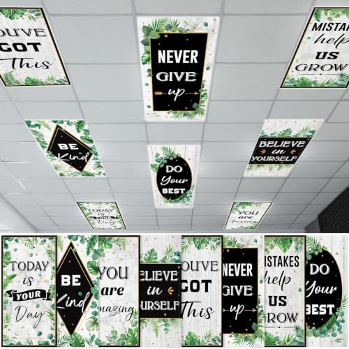 8Pcs Classroom Fluorescent Light Cover,2x4 FT Eucalyptus Leaf Inspirational by Shemilly