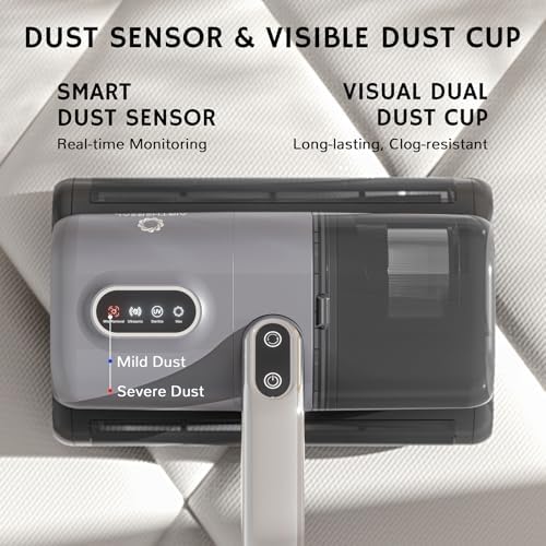AIRTHEREAL M1 Mattress Vacuum Cleaner, 6 in 1 Bed Vacuum with High-Frequency Vibration - 80,000 RPM Dual Brushroll Rotation, UV-C Light, 14Kpa Suction, Dust Sensor, Ultrasonic and Heating Tech - Image 3