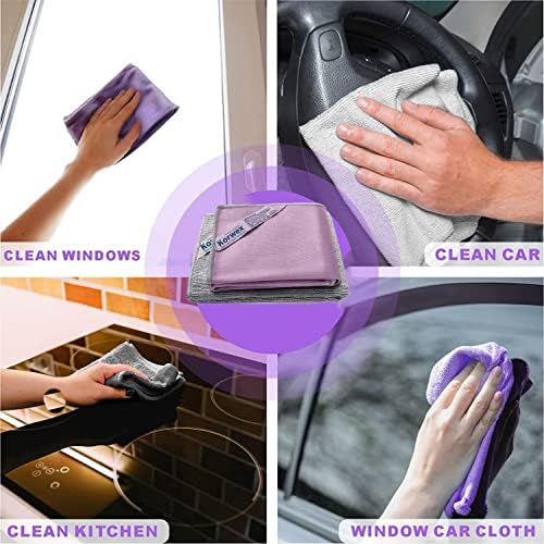 Longmann Set of 2 NΘrwex Basic Package Window Cleaning Cloth and Enviro Cloth Glass Cloth, Cleaning Cloth, Streaks Scratches Free (2 Purple and 2 Grey) - Image 4