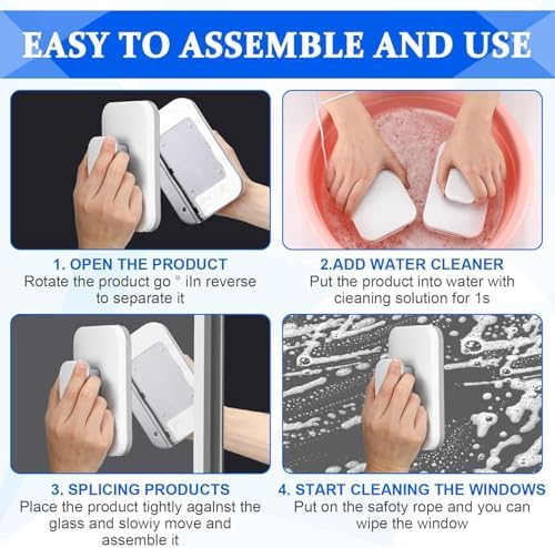 Magnetic Windshield Cleaner Tool Set,Widen Double-Sided Window Cleaner Tool - Image 3