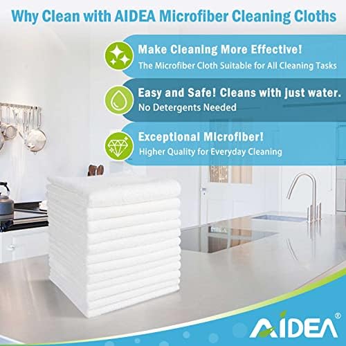 AIDEA White Microfiber Cleaning Cloth, 100PK, Cleaning Rags, 11.5"×11.5" - Image 2