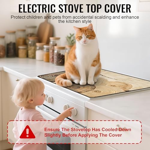 NYZE Stove Top Covers for Electric Stove for Kitchen (Wood Grain Rings) - Image 4