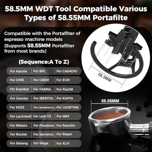 IKAPE 58MM WDT Tool, Espresso Stirrer Distribution Tool, Adjustable Needle Height, Coffee Stirrer with Dosing Funnel & Stand(With Brush) - Image 2
