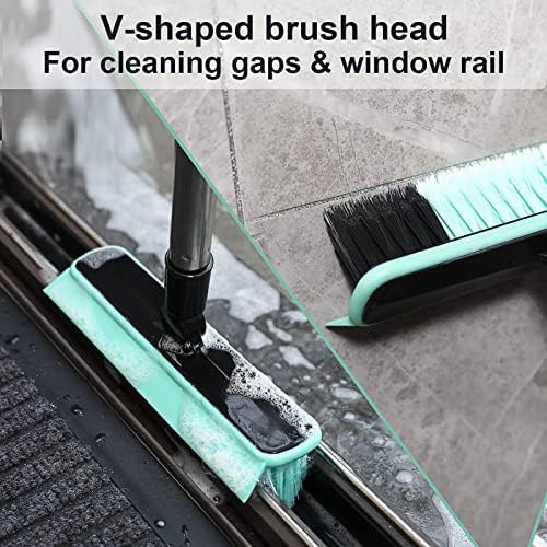 Grout Cleaner Brush with Long Handle, V-Shaped Floor Scrub Brush Swivel Grout Brush Stiff Bristle Floor Grout Scrubber for Bathroom, Tile Line, Crevice, Kitchen, Wall, Deck, Garage (Green) - Image 6