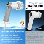 DAESUNG Electric Spin Scrubber, Power Bathroom Scrubber Cleaning Brush - Image 3
