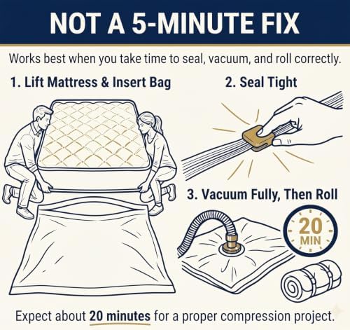 Memory Foam Mattress Vacuum Bag for Moving and Storage, Heavy-Duty Mattress Compression Bag with Adjustable Compression Straps and Dual-Zip Seal (King/Cal-King) - Image 6