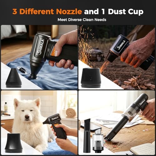 150000RPM 2 in 1 Air Duster & Vacuum, Cordless Electric Compressed Air Duster with 4 Speed & One-Click MAX, Rechargeable Air Blower for PC Car Keyboard Cleaning - Image 4