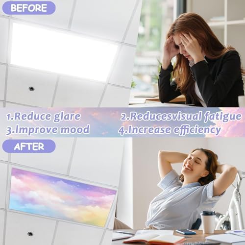 8 Pcs Fluorescent Light Covers with 80 Magnets Decorative for Classroom Ceiling Light 4 x 2 Feet Magnetic Light Covers Filter Easy Install for Office Hospitals & Home Drop Ceiling Supplies(Rainbow ) - Image 3