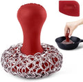 Cuisinel Cast Iron Chainmail Scrubber + Pan Scraper - The Patented Original Ergonomic Stainless & Silicone Pot & Skillet Cleaner - Premium Food-Safe Design - Easy Clean Dishwasher Safe Cookware Sponge by Cuisinel