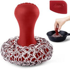 Cuisinel Cast Iron Chainmail Scrubber + Pan Scraper - The Patented Original Ergonomic Stainless & Silicone Pot & Skillet Cleaner - Premium Food-Safe Design - Easy Clean Dishwasher Safe Cookware Sponge by Cuisinel