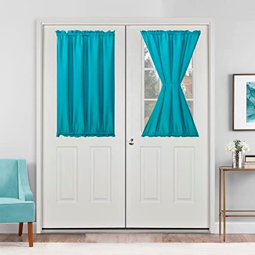 Hiasan French Door Curtains Privacy, Turquoise, 24W x 40L, 1 Panel by Hiasan