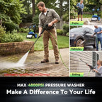 MAX 4800PSI 10" Wheels Electric Pressure Washer, 3L Foam Bottle Professional Electric Power Washer with 5 Nozzles 23FT Hose Reel, 2.8GPM Commercial/Household Pressure Washer Electric Powered, Blue - Image 3